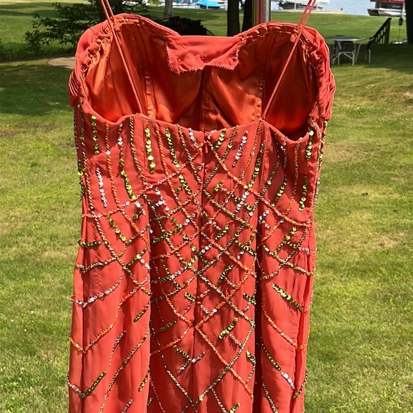 Orange gown with sequins S - Picture 4 of 9